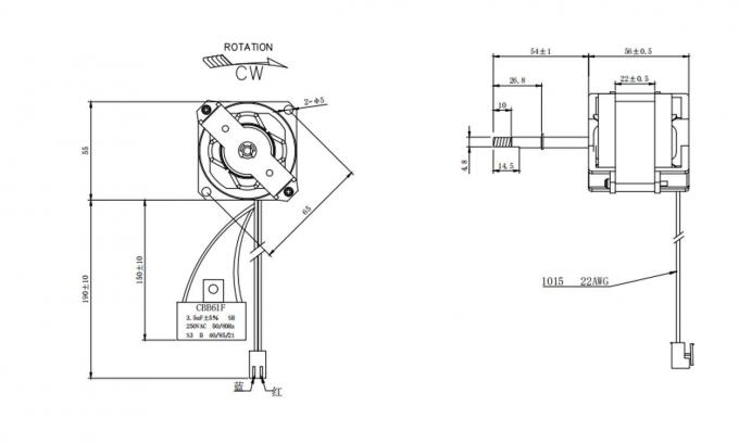 Acción del motor de CA KG-5522 110-120V 39W en el purificador del aire