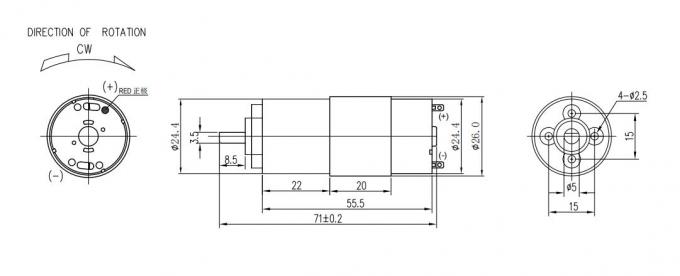 Motor eléctrico del poder 40-80W del motor 12-36V de KG-010 DC usado para el extractor del jugo